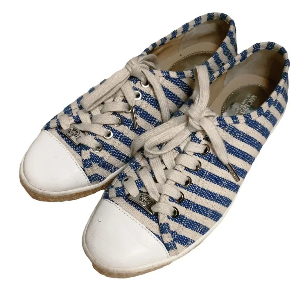 MICHAEL‎ Michael Kors Kristy Lace Up Blue White Sneaker 7.5 M